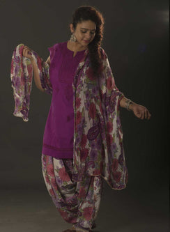 Purple Sleeveless - Gulshan Cotton Chikankari Short Top