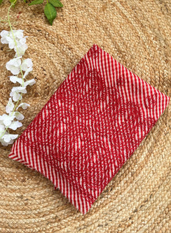 Red Lehariya - Self Thread Dhoop Kinaray Kota Cotton Chikankari Kurta Fabric