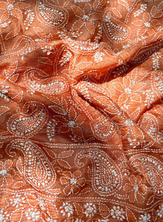 Rust - Dhoop Kinaray Pure Tussar Silk Kurta Fabric