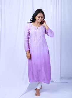 Sadgi Lavender Ombré - Bahaar Muslin Ombre Chikankari Kurta