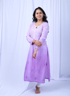 Sadgi Lavender Ombré - Bahaar Muslin Ombré Chikankari Kurta