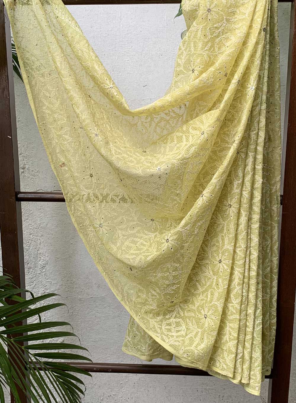 Sitara Lime Green Full Jaal - Aks Cotton Tepchi  Chikankari Saree