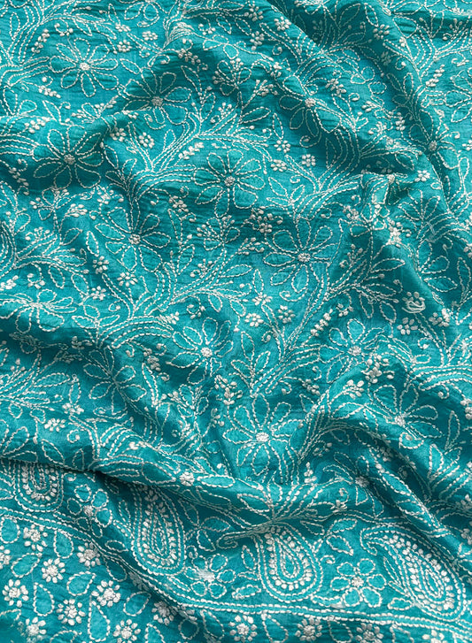 Sky Blue - Dhoop Kinaray Pure Tussar Silk Kurta Fabric