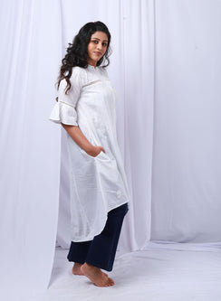 Tara Asymmetrical - Bahaar Cotton Terry Voile Chikankari Kurta