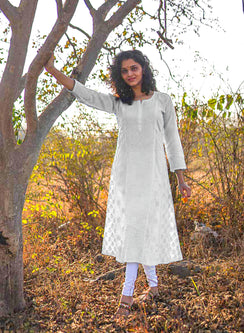 Ulfat White - Bahaar Pure Cotton Chikankari Anarkali