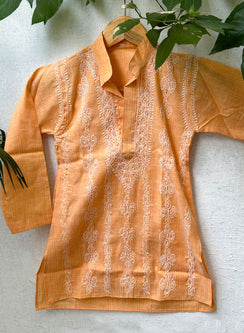 Vedant Orange - Nanhe Farishtey Cotton Chikankari Kurta
