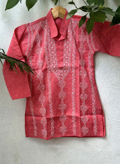 Vedant Peach - Nanhe Farishtey Cotton Chikankari Kurta