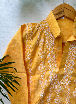 Vedant Yellow - Nanhe Farishtey Cotton Chikankari Kurta