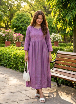 Mirha Violet - Aarzoo Muslin Hand Embroidered Chikankari Kurta