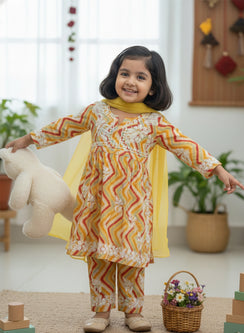 Pankhudi - Yellow Mul Cotton Chikankari Nanhe Farishtey Kidswear Set