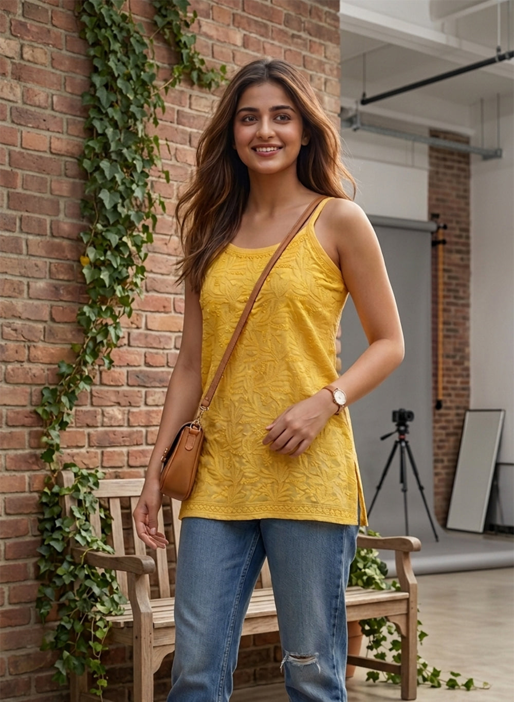 Noori Yellow Cotton - Bahaar Noodle Strap Kurta