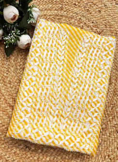 Yellow Lehariya - Nayaab Kota Cotton Chikankari Kurta & Dupatta Set
