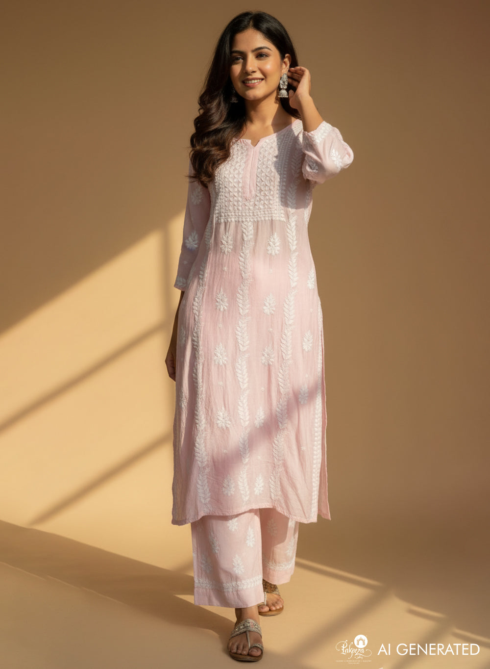 Baby Pink - Muslin Nargis Chikankari Co-ord Set