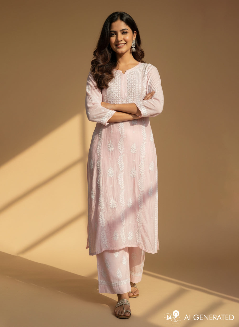 Baby Pink - Muslin Nargis Chikankari Co-ord Set