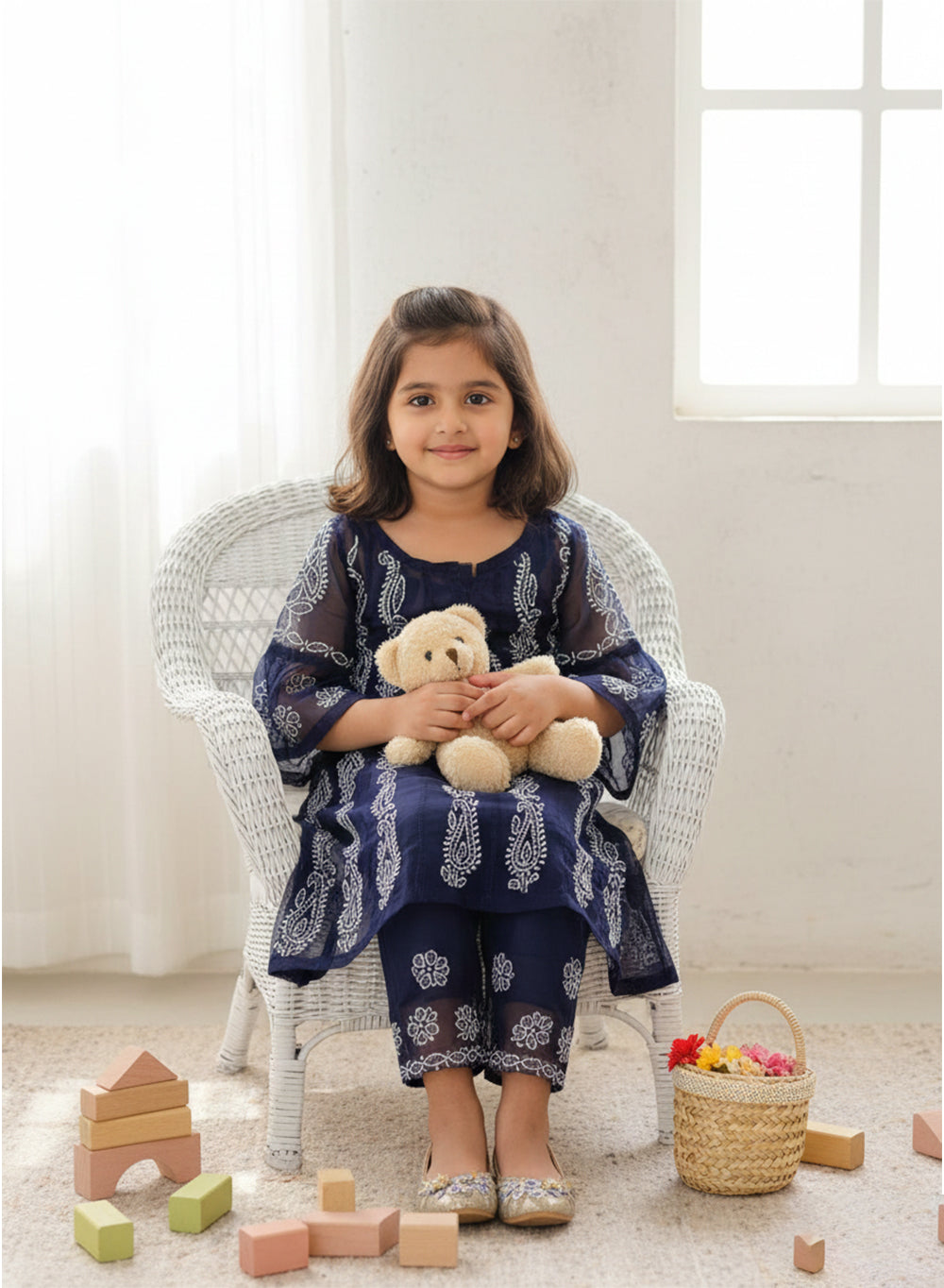 Ira Navy Blue - Nanhe Farishtery Georgette  Set