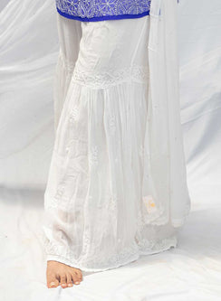 White Viscose - Golden Mukaish Dyeable Gharara